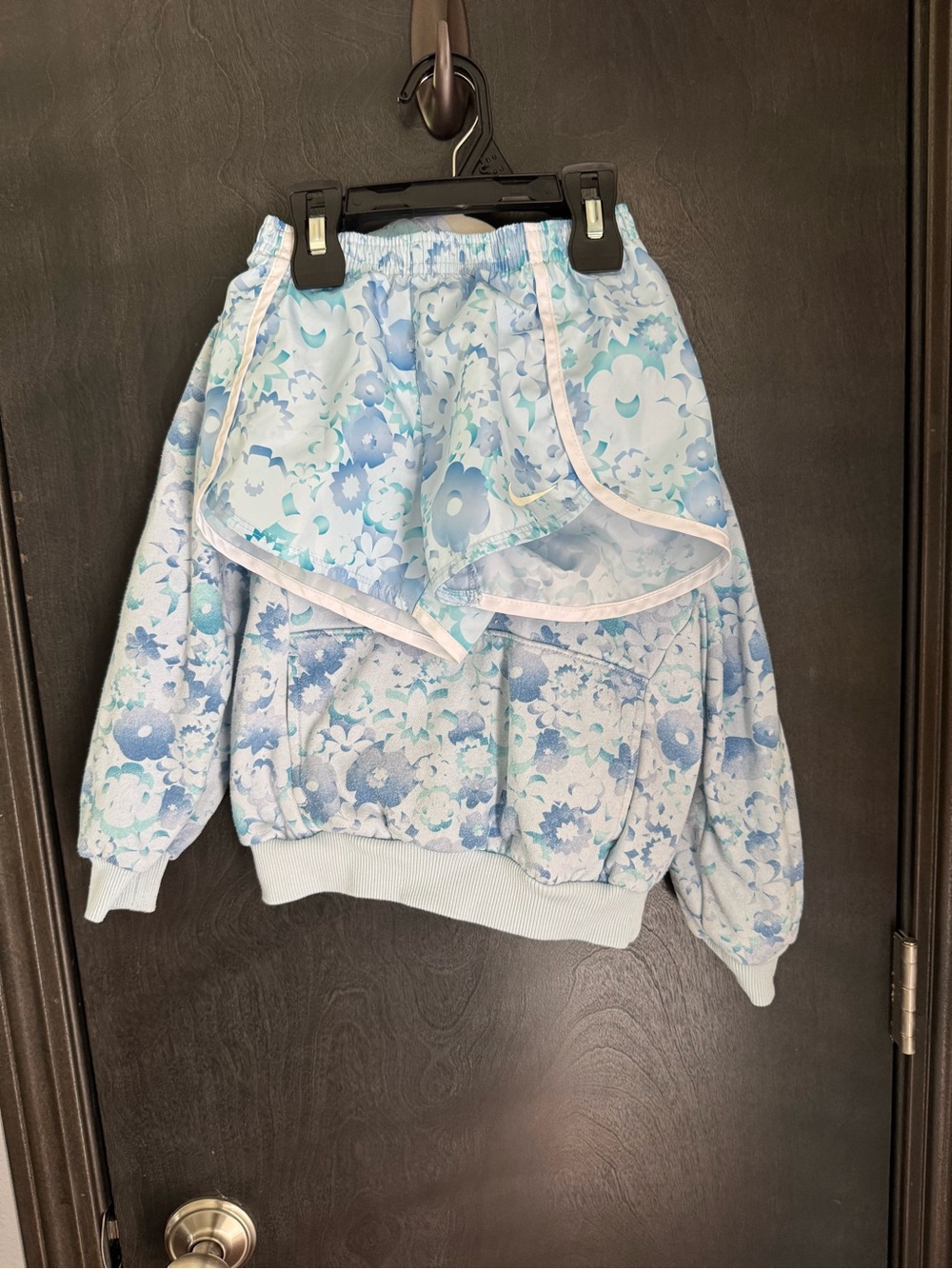 Nike Light Blue & Mint Floral Athletic Shorts